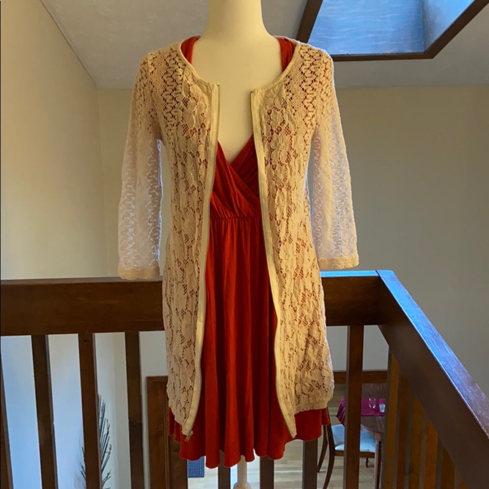 Boho Crochet hip length cardigan